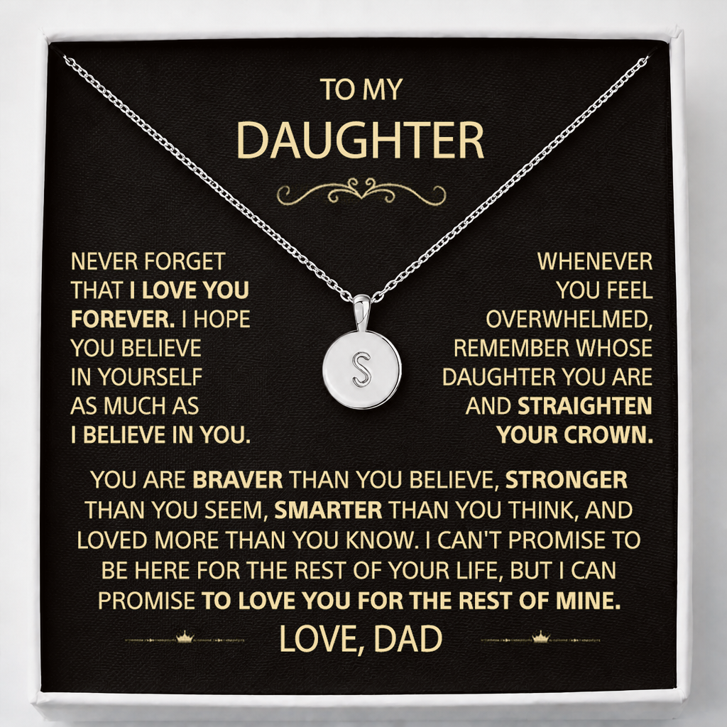 To My Daughter - Name Initial Letter Necklace