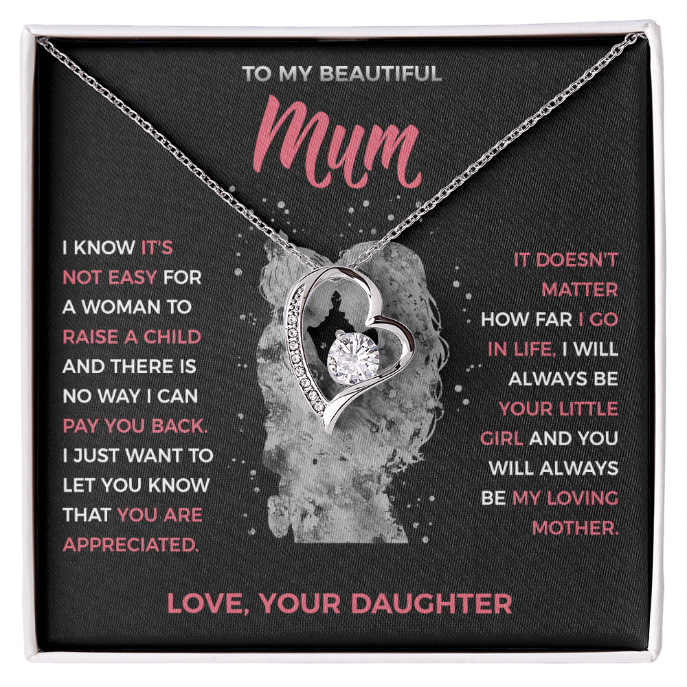 To My Loving Mum - Heart Necklace from Daughter