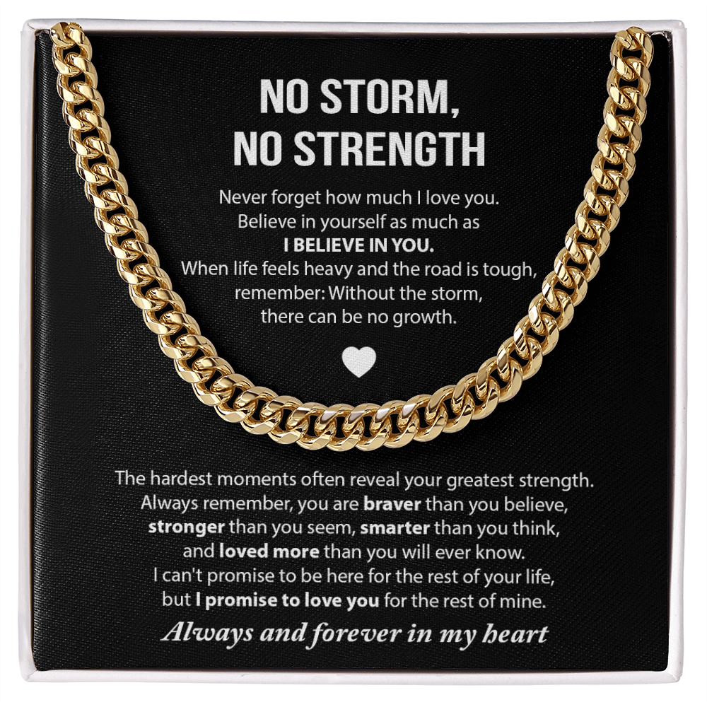 No Storm, No Strength | Never Forget How Much I Love You | Cuban Link Chain