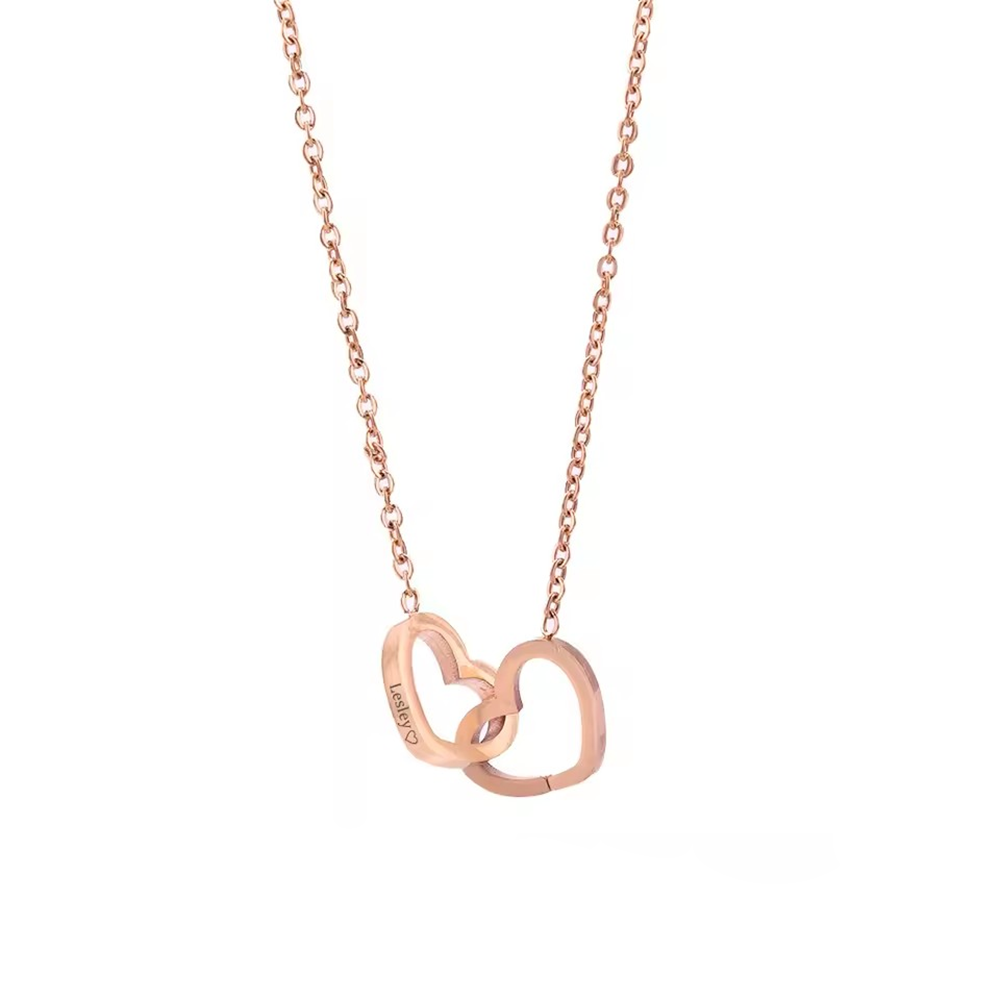 Forever Interlocked Hearts - Necklace & Rose Gift