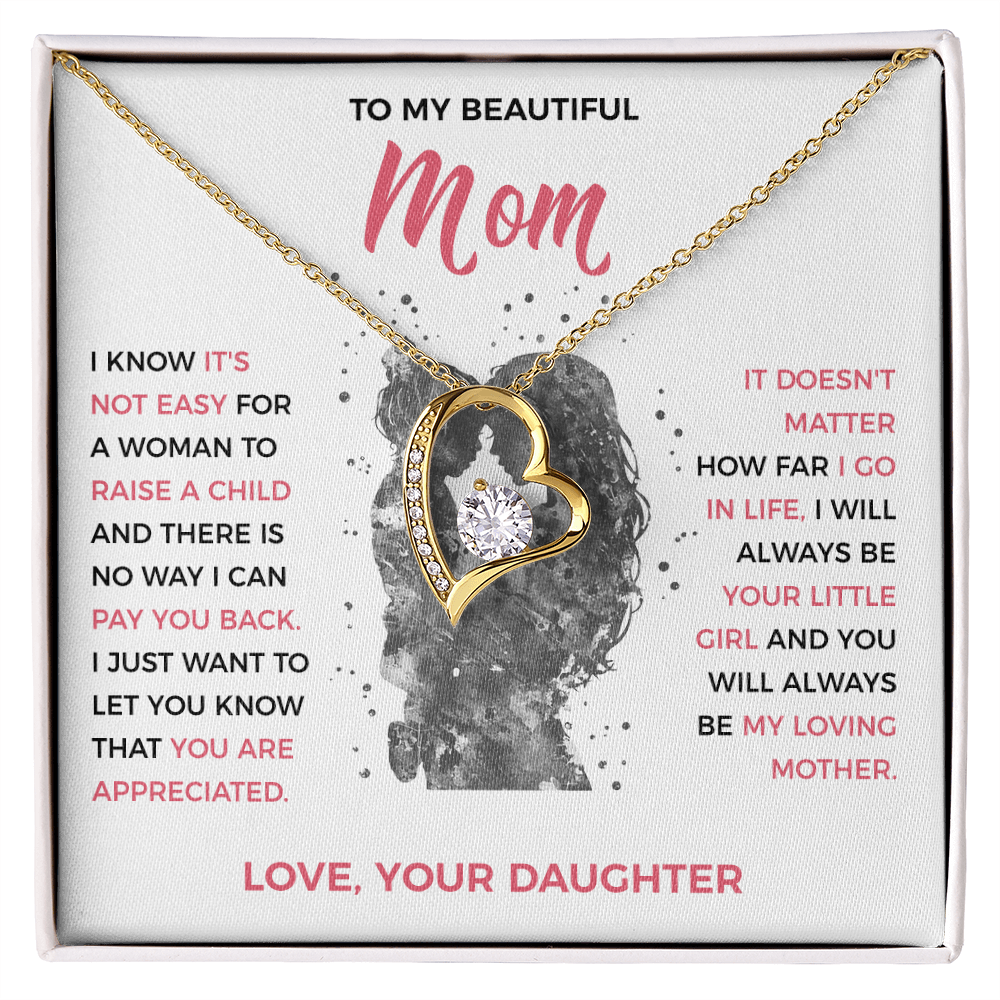To My Loving Mom - Heart Necklace from Daughter