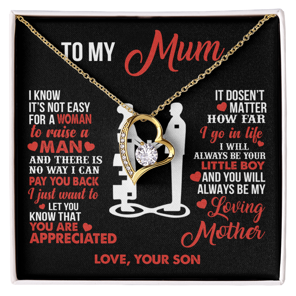 To My Mum - Your Little Boy - Heart Necklace