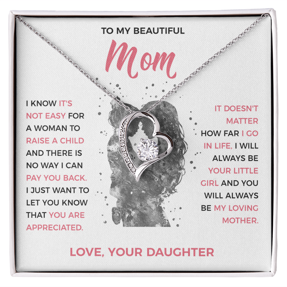 To My Loving Mom - Heart Necklace from Daughter