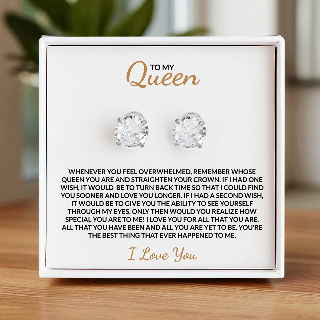 To my Queen - Love Heart Earrings