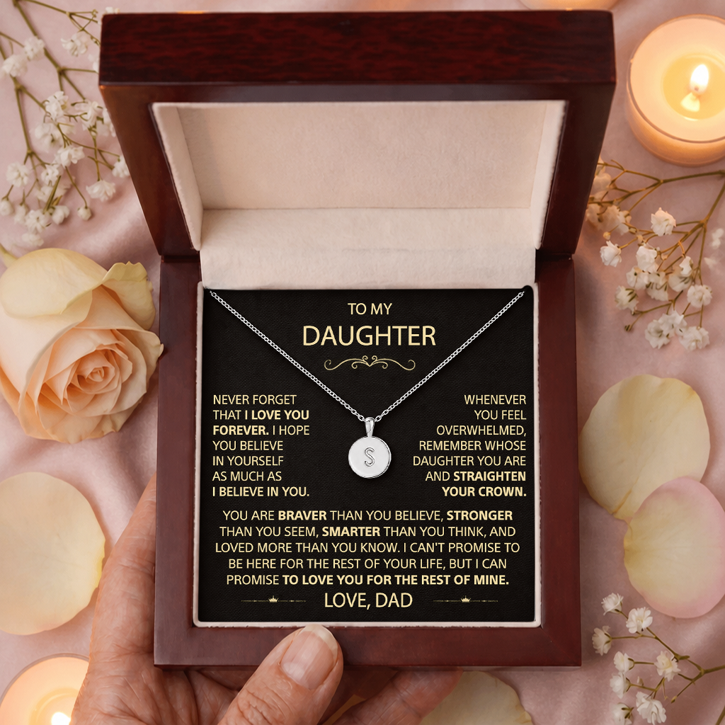 To My Daughter - Name Initial Letter Necklace