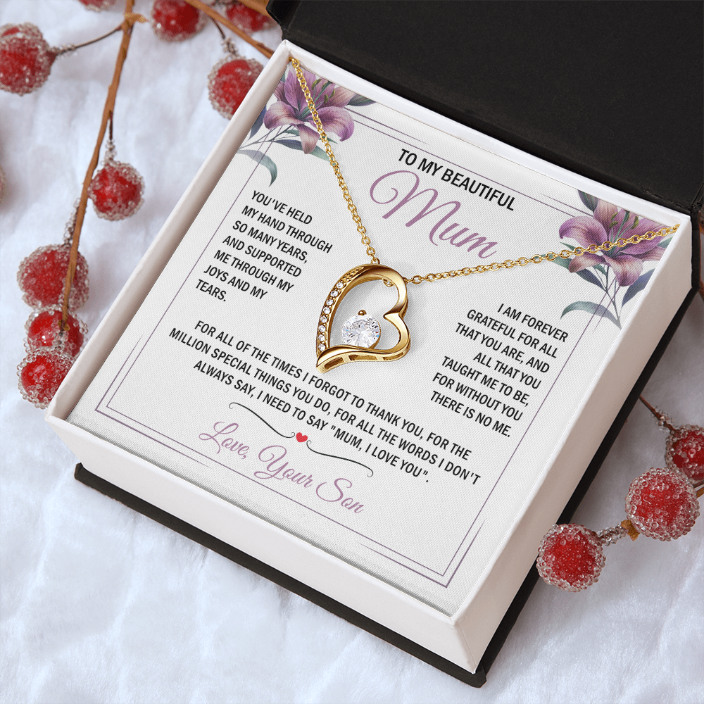To My Mum - Without You There is No Me - Heart Necklace