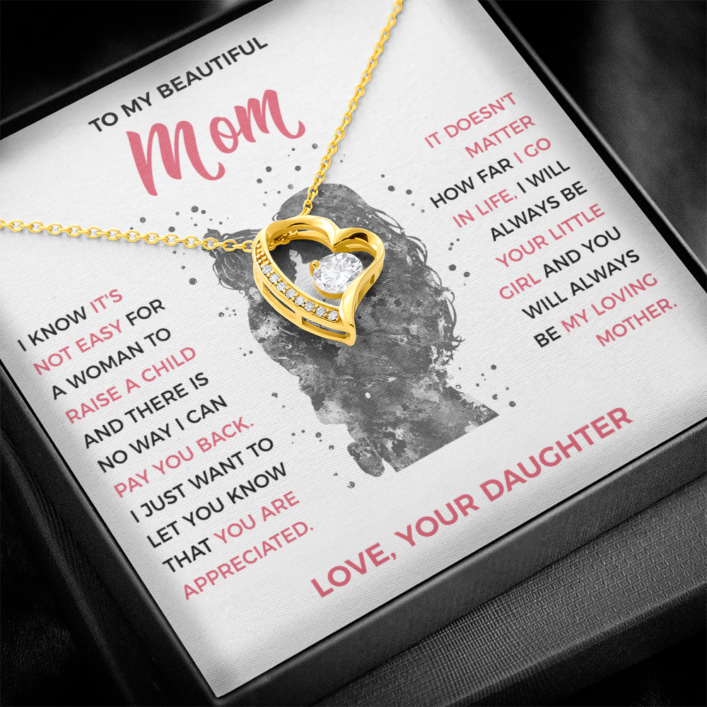 To My Loving Mom - Heart Necklace from Daughter