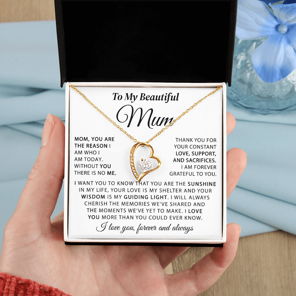 To My Beautiful Mum - The Sunshine in My Life - Heart Necklace