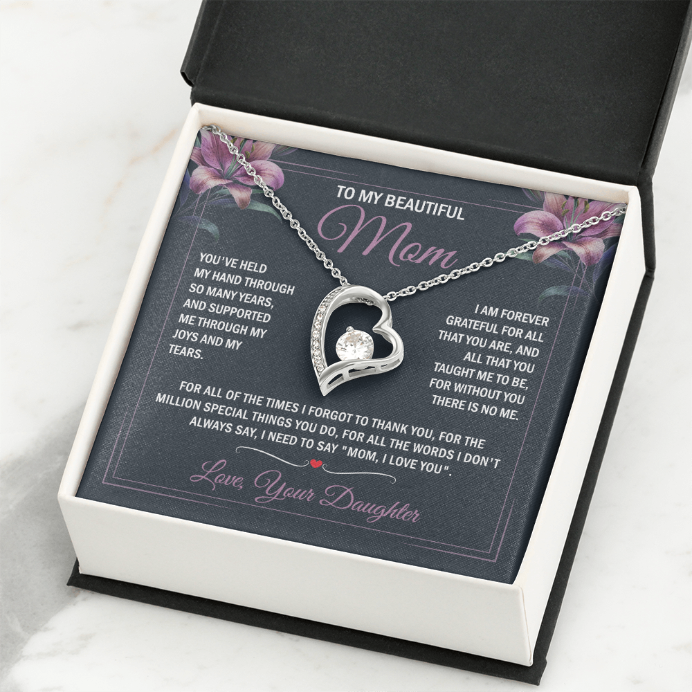 To My Beautiful Mom - Joy & Tears - Heart Necklace