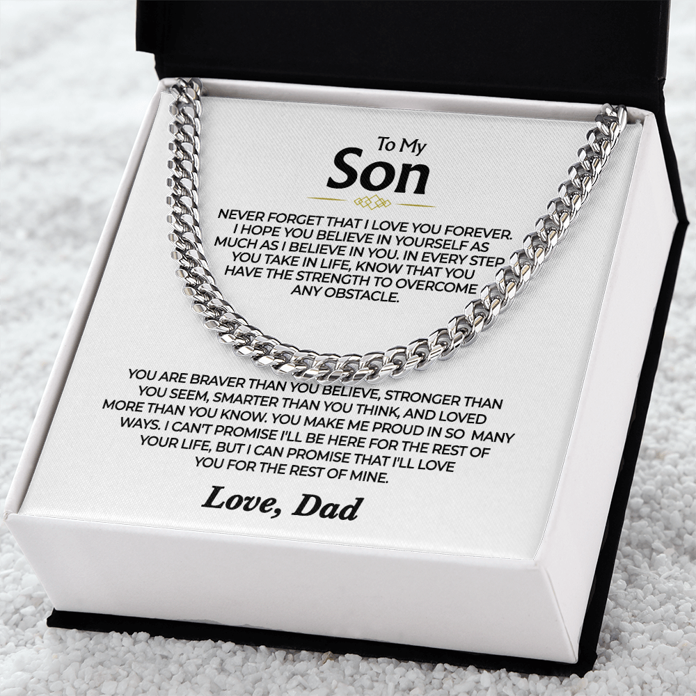 To My Son - Love You Forever from Dad - Cuban Necklace