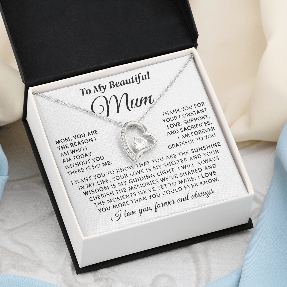 To My Beautiful Mum - The Sunshine in My Life - Heart Necklace
