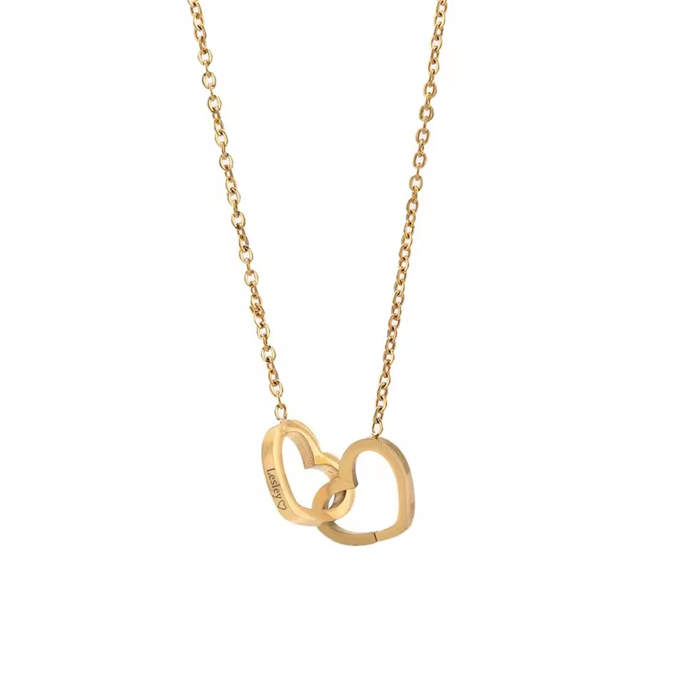 Forever Interlocked Hearts - Necklace & Rose Gift