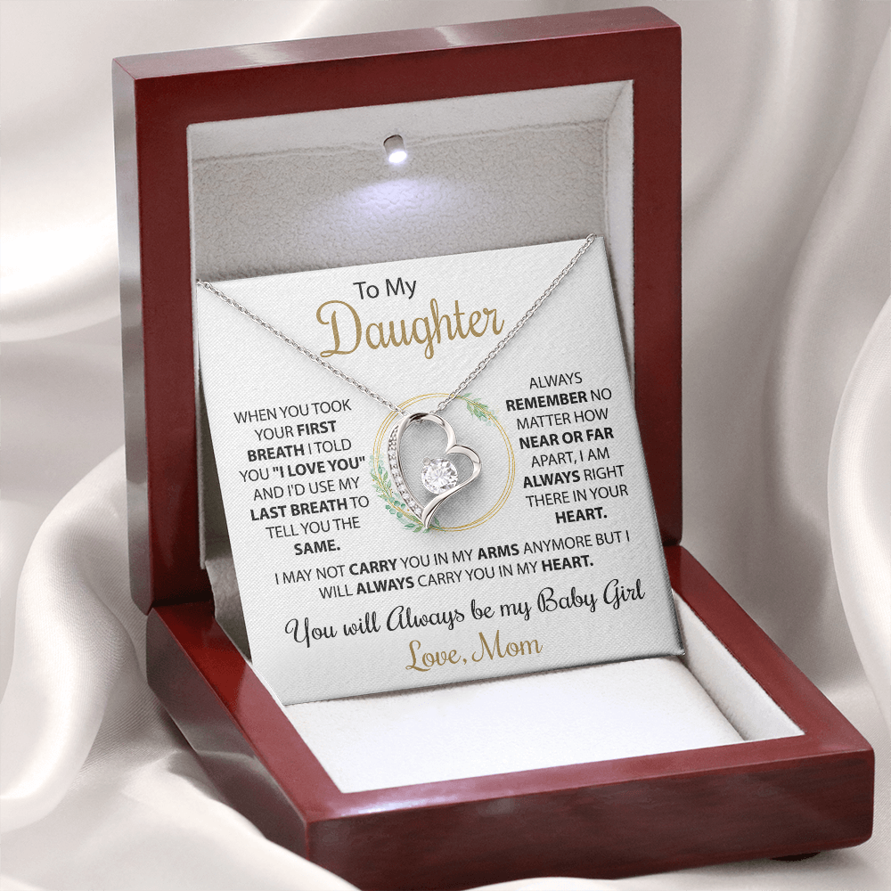 To My Daughter - Love Heart Necklace, from Mom