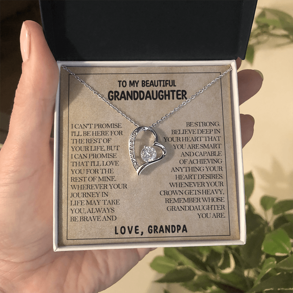 To My Beautiful Granddaughter - Be Brave And Be Strong - Heart Necklace