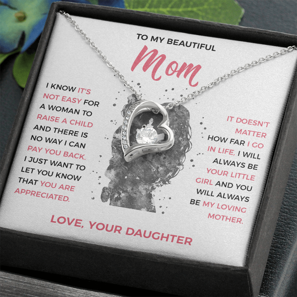 To My Loving Mom - Heart Necklace from Daughter
