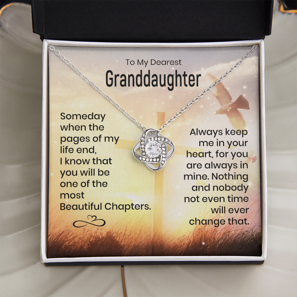 To My Granddaughter - Heart Melt Message - Knot Necklace
