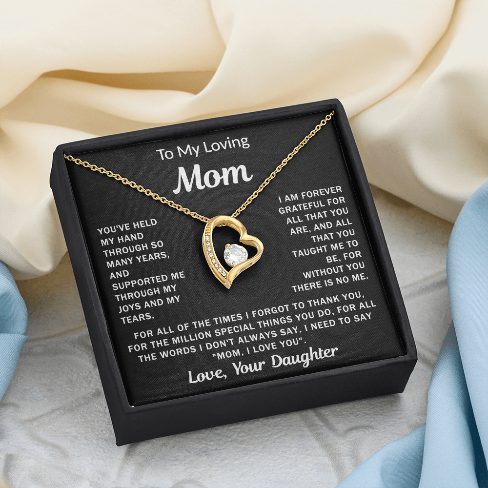 To My Loving Mom, your Daughter - Heart Necklace