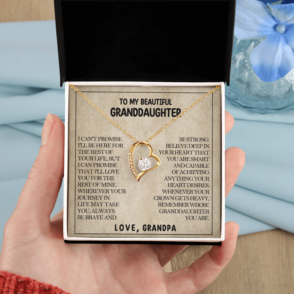 To My Beautiful Granddaughter - Be Brave And Be Strong - Heart Necklace