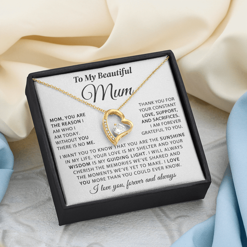To My Beautiful Mum - The Sunshine in My Life - Heart Necklace