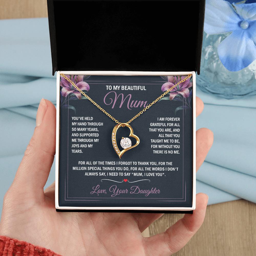 To My Beautiful Mum - Joy & Tears - Heart Necklace