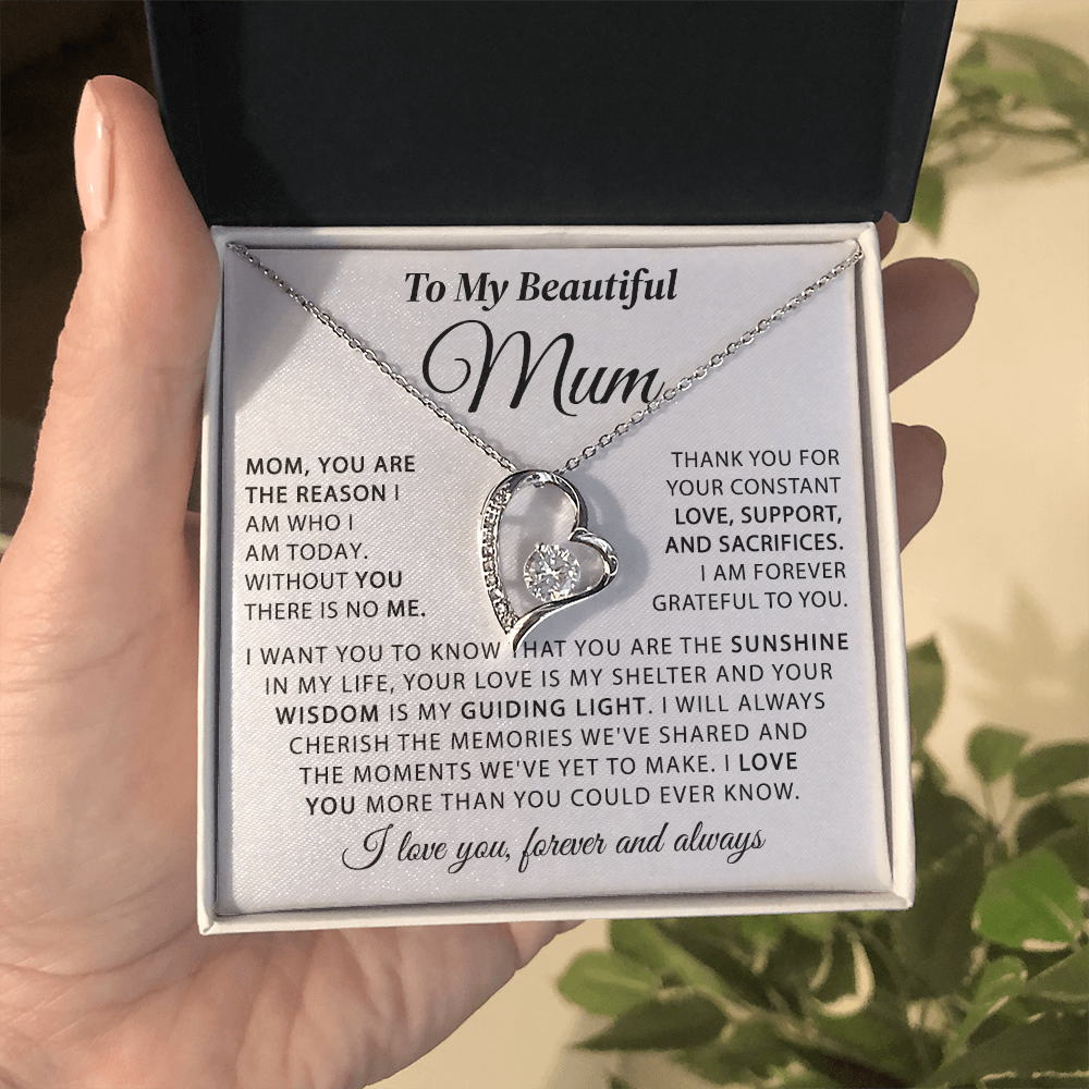 To My Beautiful Mum - The Sunshine in My Life - Heart Necklace