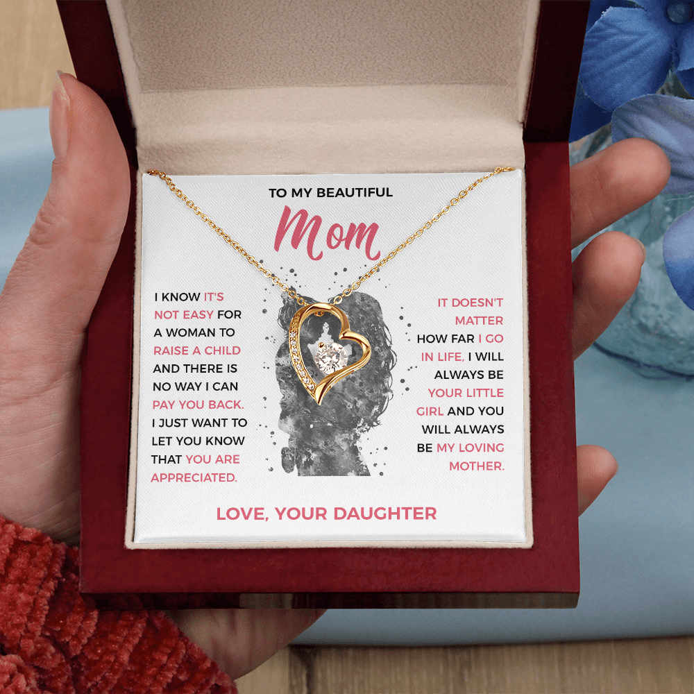 To My Loving Mom - Heart Necklace from Daughter