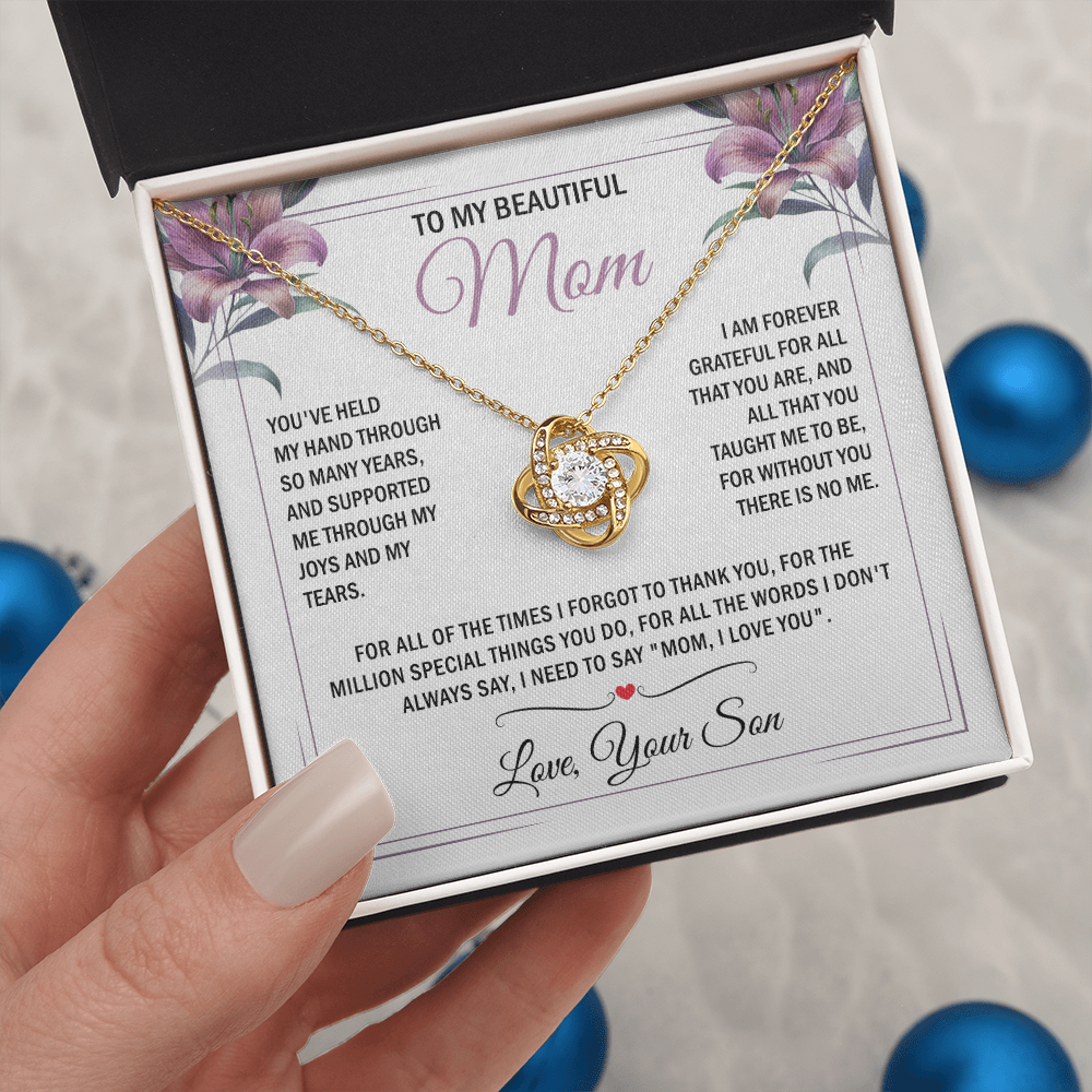 To My Mom - Without You There is No Me - Knot Necklace