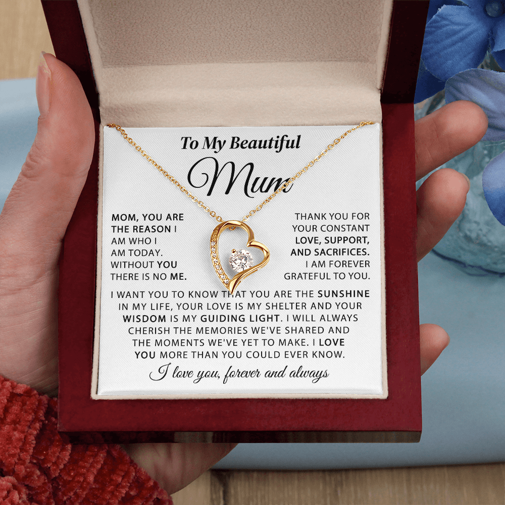 To My Beautiful Mum - The Sunshine in My Life - Heart Necklace