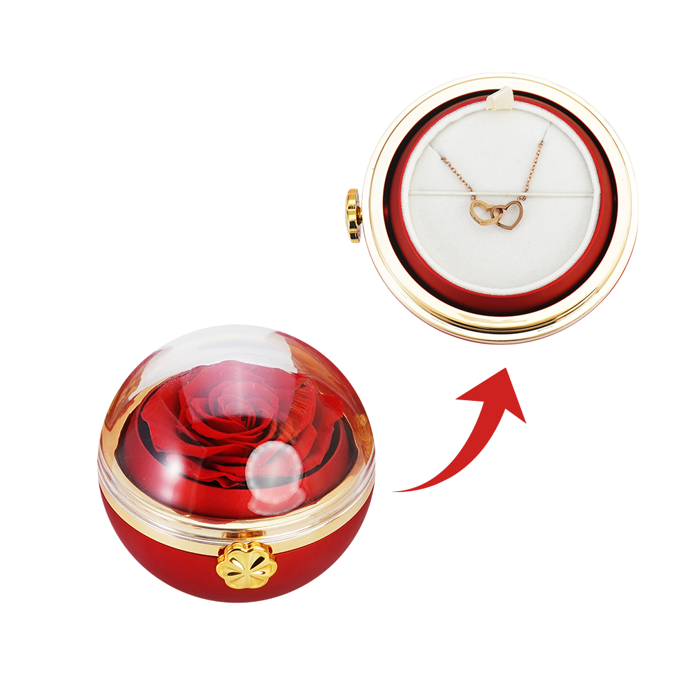 Forever Interlocked Hearts - Necklace & Rose Gift