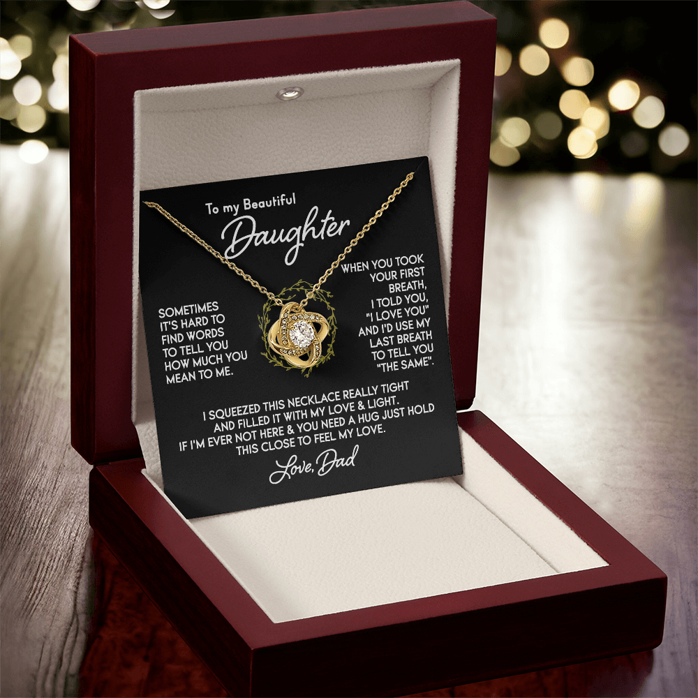 To my Daughter - Your First Breath - Knot Necklace