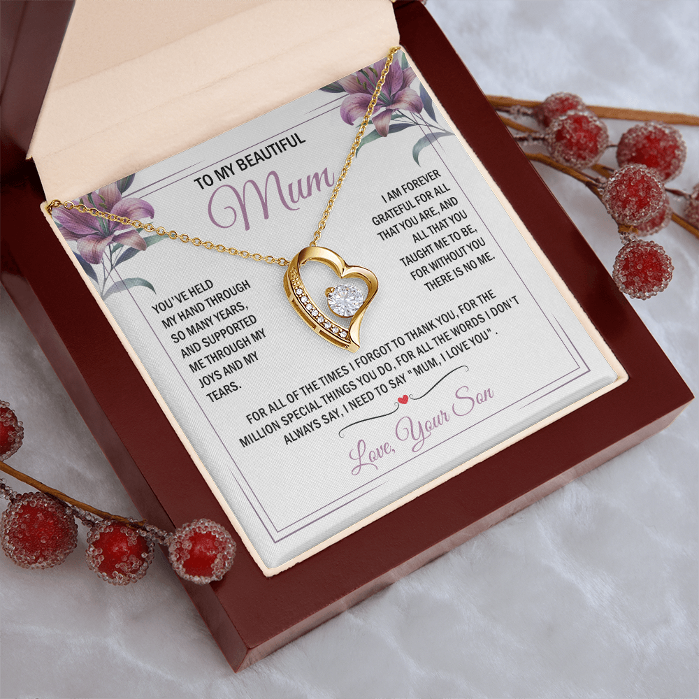 To My Mum - Without You There is No Me - Heart Necklace
