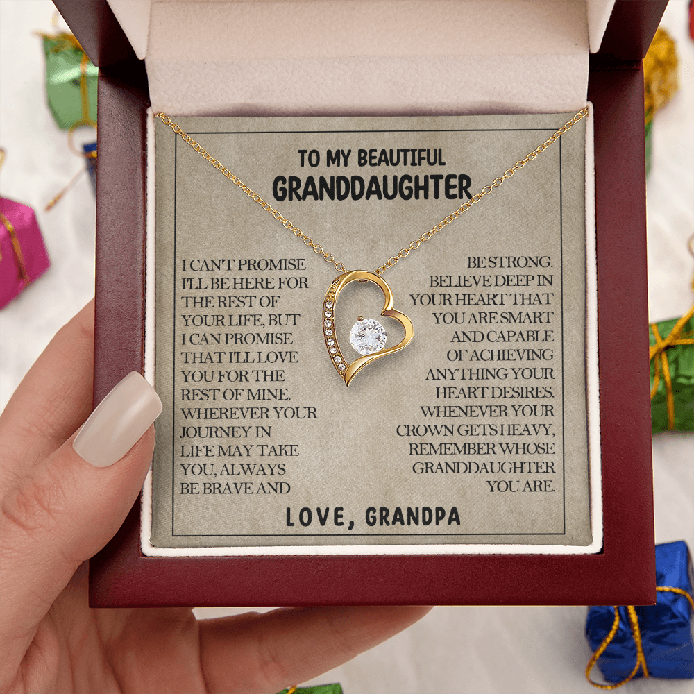 To My Beautiful Granddaughter - Be Brave And Be Strong - Heart Necklace