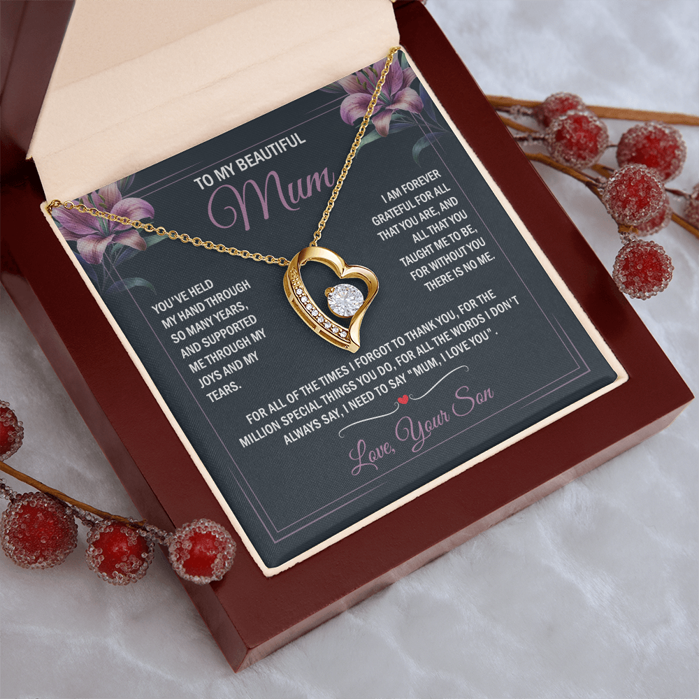 To My Mum - Joy & Tears - Heart Necklace