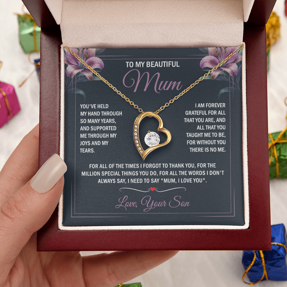 To My Mum - Joy & Tears - Heart Necklace