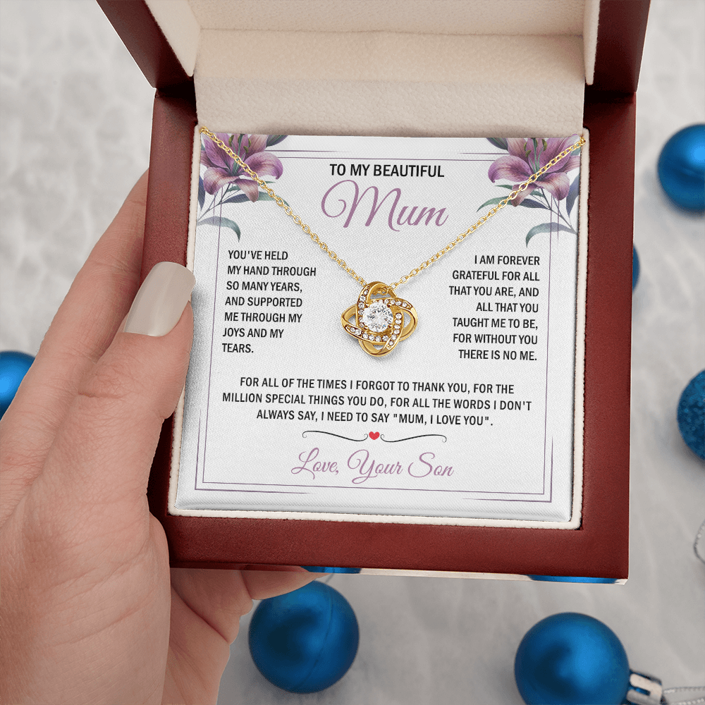 To My Mum - Without You There is No Me - Knot Necklace