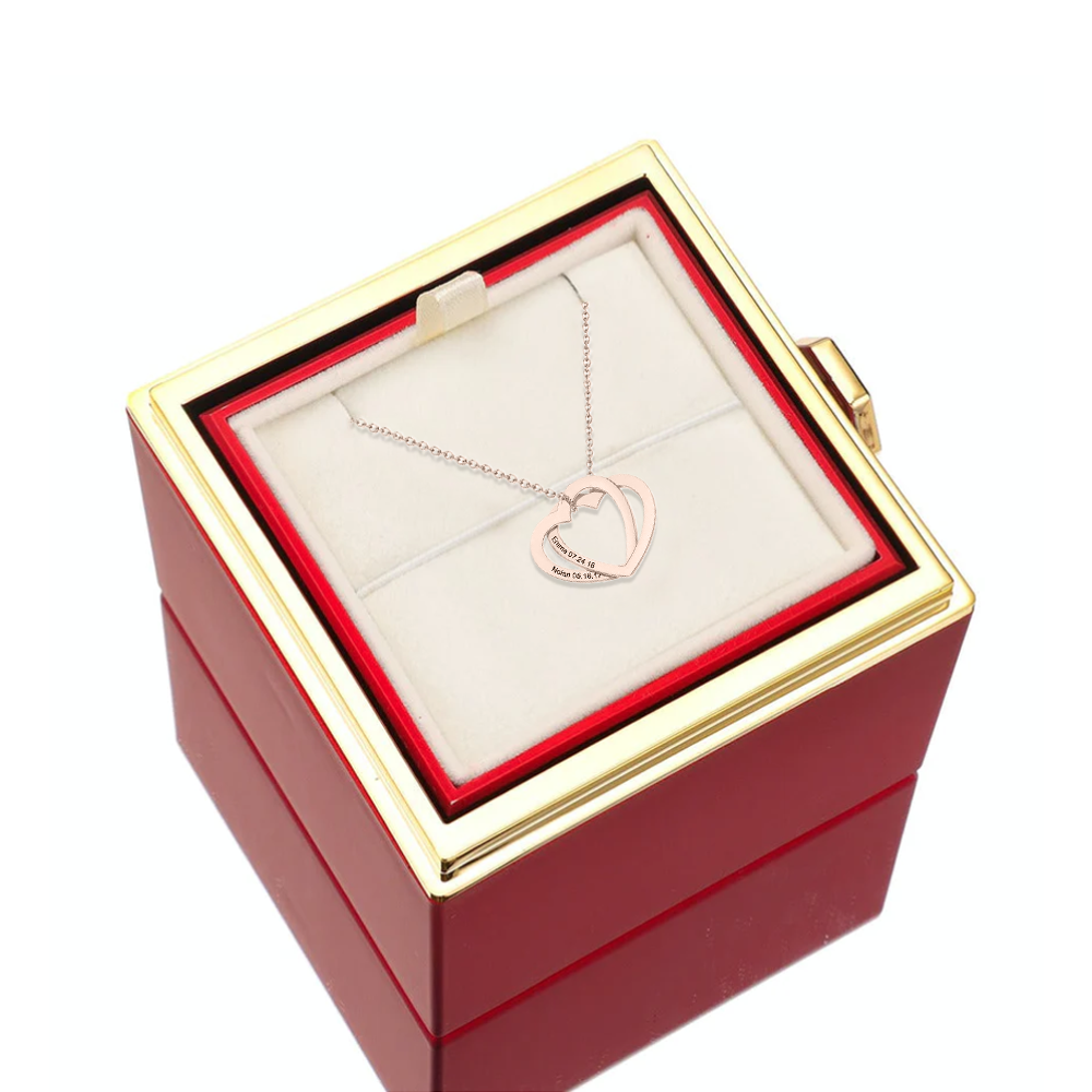 Two interlocked hearts - Custom necklace - Gold