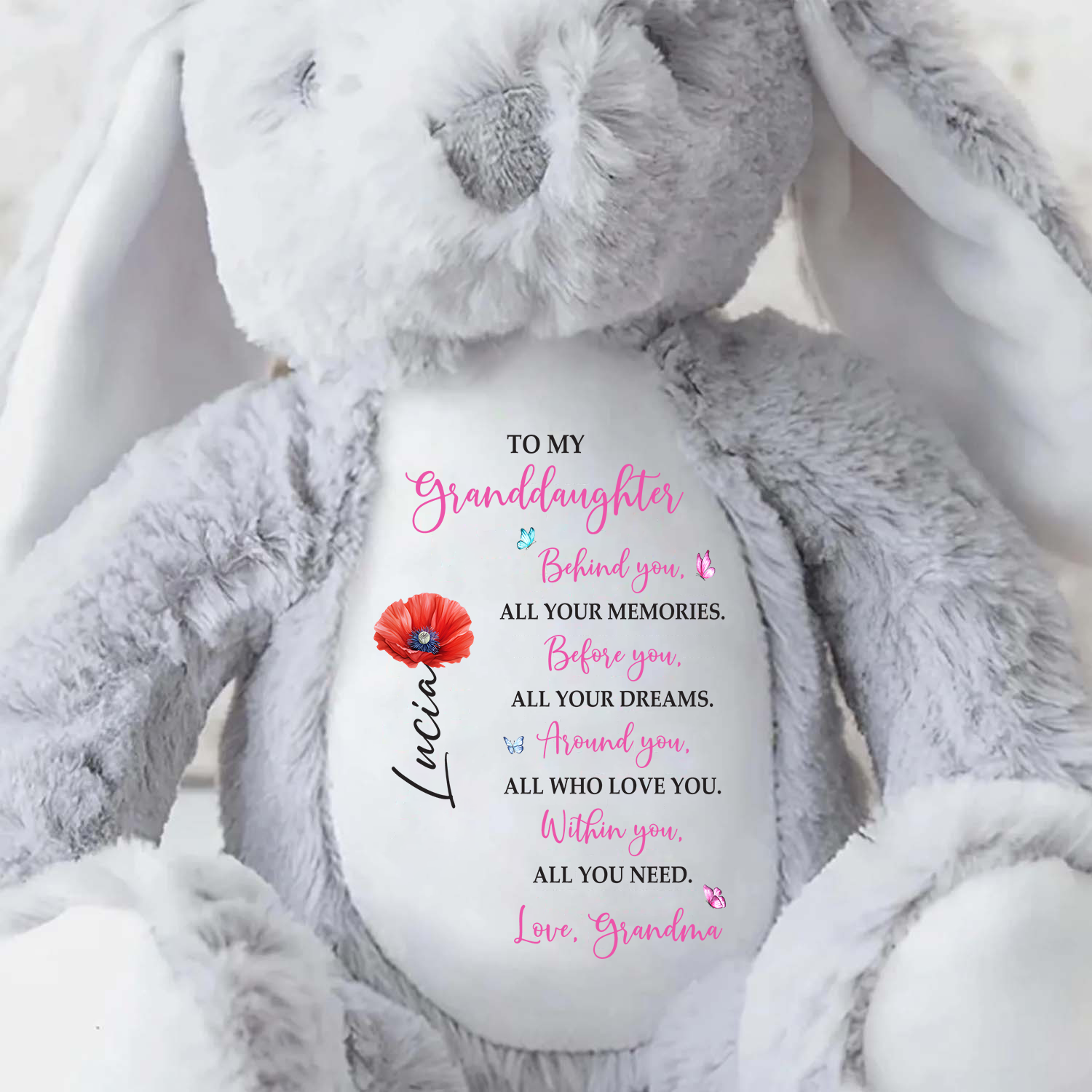 To My Granddaughter, Behind You, - Personalized Stuffed Bunny